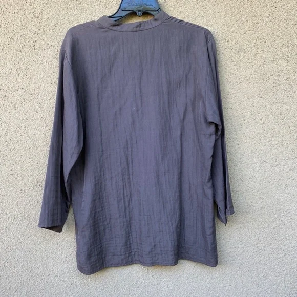 Eileen fisher blouse top silk cotton blend size medium popover gray - Picture 3 of 3